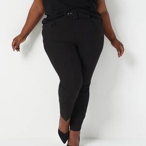 All Worthy Hunter McGrady Women's Straight Leg Ankle Pants with Belt Sz 2 Black